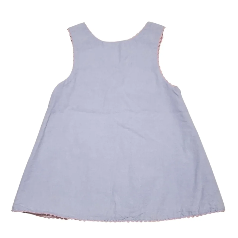 Vintage Girls Easter Bunny Applique Reversible Jumper Dress 24M 2T
